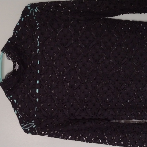 Free People Intimately Black Lace Gothic Victorian Bohemian Top size Small - Picture 4 of 13